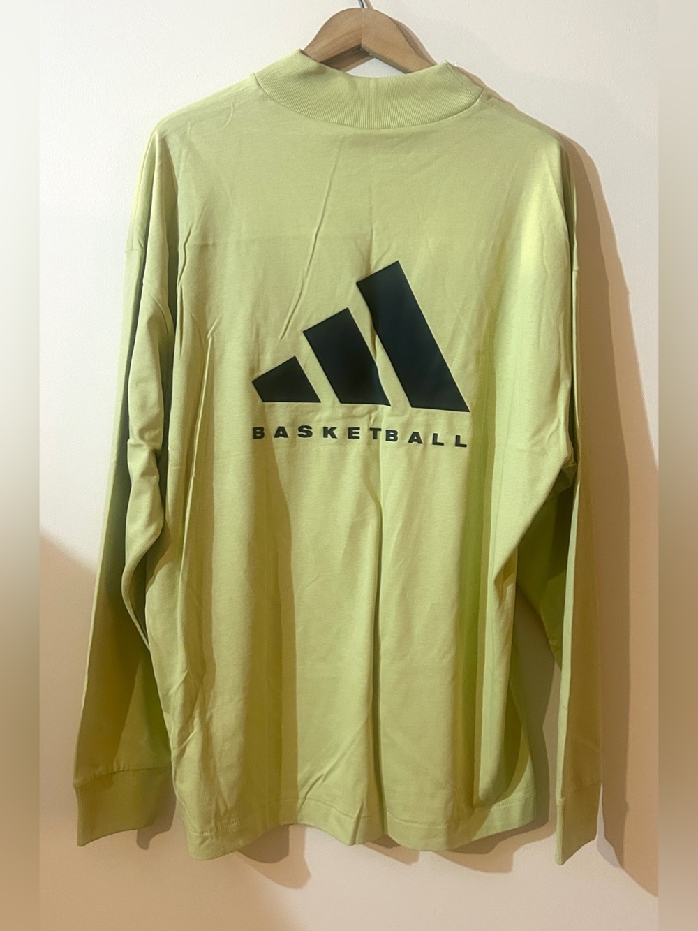 NWT Adidas Basketball Long-Sleeve Cotton Shirt • Yellow • Small